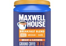 好大一罐!【折后$7.71 Prime包邮】Maxwell House 早餐温和烘焙咖啡粉 38.8oz