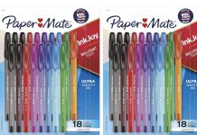 【折后$5.98 Prime包邮】Paper Mate 1.0mm中性笔尖圆珠笔 18支装*两盒!