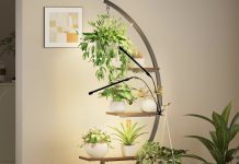 【折后$49.99 包邮】带生长灯!精美多层植物展示架!