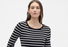 【折后$7.19 包邮】GAP 女士横条纹长袖T!