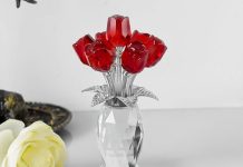 【折后$9.99 Prime包邮】红色水晶玫瑰花瓶摆件