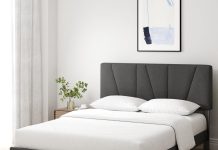 【折后$99.16 包邮】Zinus Queen 软包不对称床头床架
