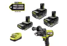 【折后$199 包邮】RYOBI ONE+ HP 18V无刷无绳1/2英寸冲击钻套装
