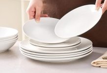 【折后$19.49 Prime包邮】圆形陶瓷餐具套装 白色 12件套