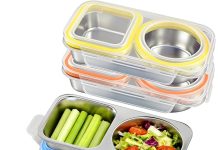 【折后$11.99 Prime包邮】双格防漏不锈钢零食盒 3件套