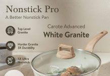 【折后$29.99 Prime包邮】CAROTE 12寸麦饭石带盖不粘深煎锅 两色选