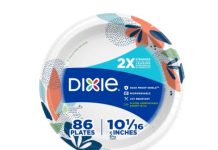 【折后$5.99 Prime包邮】Dixie 10英寸一次性加厚纸盘 86只装