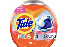 **过期** 划算!【折后$40.9 包邮】Tide PODS 汰渍4合1洗衣凝珠 32颗*4罐共128颗!
