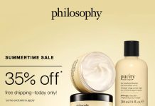 就今天❗️罕见打折+送礼+免邮!Philosophy自然哲理精选一律65折+满$35送3件礼+免邮!快囤爆款洁面/沐浴液/面霜
