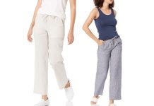 【折后$12.9 Prime包邮】Amazon Essentials 女士亚麻棉混纺阔腿休闲裤 多色选