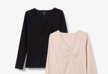 【折后低至$6.79 Prime包邮】Amazon Essentials 女士V领长袖T 两件!