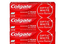 两种折扣!一支才$2+! 【折后$8.97 Prime包邮】Colgate Optic White Stain Fighter 美白牙膏 4支装