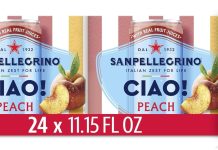 【折后$8.94 Prime包邮】Sanpellegrino CIAO 蜜桃风味气泡水 24罐装