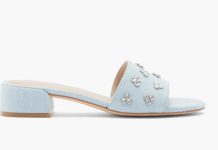 2.1折!【折后$99.97 包邮】Stuart Weitzman Tammy Crystal 女士水晶低跟拖鞋