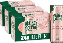 0糖0卡!太划算了!【折后$9.33 Prime包邮】Maison Perrier 西柚风味气泡水 24罐装