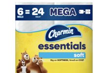 【折后$3.99 Prime包邮】Charmin Essentials Soft 柔软卫生纸 6大卷装!