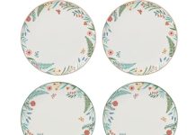 【折后$15.99 Prime包邮】Oneida First Blooms 花卉瓷盘 4件套