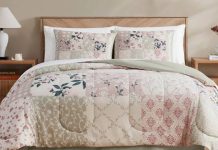所有尺寸一律同价!【折后$29.93】Macy’s Arielle 拼布复古花卉床上用品组合 8件套三种尺寸选