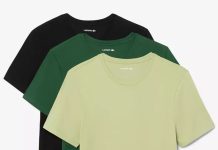 史低!【折后$27.6】Lacoste 男士纯棉圆领短袖 3件装多色选