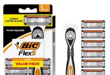 【折后$8.44 Prime包邮】BIC Flex 5 男士替换式剃须刀套装 1刀柄+7刀头