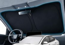 【折后$6.99 Prime包邮】特斯拉Model Y & 3 专用前档双层遮阳挡