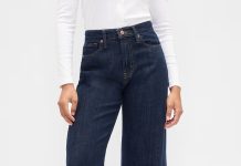【折后低至$19.19 包邮】Gap 女士高腰抽绳阔腿牛仔裤 多色选