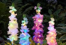 【折后$15.49 Prime包邮】防水LED太阳能花朵庭院灯 4支装