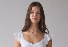 纯欲!【折后$10.49】Kimchi Blue 女士甜美蕾丝荷叶边针织短上衣 三色选