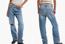 1折神价❗️【折后$12.59】 Free People Holly 女士破洞喇叭牛仔裤