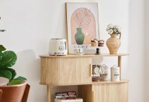 【折后$55.99 包邮】42.5英寸椭圆纹理餐边柜