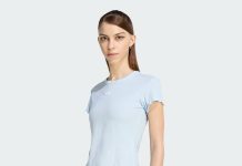 baby蓝好美!【折后$8.8 包邮】adidas Essentials Baby Tee 女款荷叶边修身短T