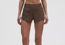 胡桃棕降价!【折后$29 包邮】Lululemon Hotty Hot 女士高腰2.5英寸内衬运动短裤