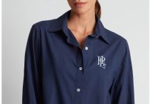 松弛感拉满!【折后$52 包邮】Lauren Ralph Lauren女士有机棉刺绣Logo衬衫式罩衫裙