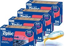 【折后$10.85 Prime包邮】Ziploc 立式食品保鲜袋 136只