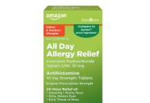 【折后$6.06 Prime包邮】Amazon Basic Care 西替利嗪抗过敏片 10mg300片装