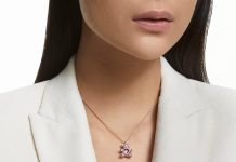 可爱!【折后$86.35 包邮】Swarovski 施华洛世奇泰迪熊粉色水晶吊坠项链