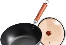 【折后$19.98 Prime包邮】10.2英寸带玻璃盖碳钢平底炒锅