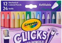 【折后$6.36 Prime包邮】Crayola Clicks 2.0mm 自动彩色铅笔套装
