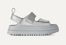 小脚姐妹可穿!【折后低至$26.99 包邮】UGG Glossy Sparkles 儿童闪亮厚底凉鞋 两色选