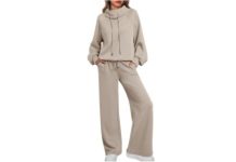 【折后$39.99 包邮】女士半高领休闲卫衣阔腿裤两件套
