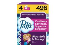 【折后$5.39 Prime包邮】Puffs Ultra Soft 超柔软面巾纸 124抽×4盒