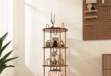 【折后$29.99 Prime包邮】360°旋转落地式三层书架