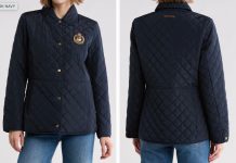 好看!【折后$89.97 包邮】Lauren Ralph Lauren 女士菱格绗缝夹克 两色选