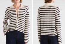 【折后$32.97】JASON WU 女士条纹镂空针织开衫