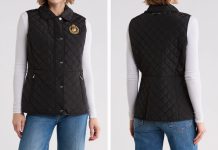 比奥莱都都便宜!【折后$79.97】Lauren Ralph Lauren 女士徽章菱格绗缝马甲 两色选