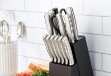 便宜!【折后$19.99 Prime包邮】Farberware 高碳不锈钢厨房刀具套装 15件套