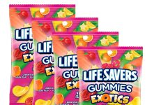 好吃!【折后$5.95 Prime包邮】LIFE SAVERS Exotics 异国风味水果软糖 7oz×4袋