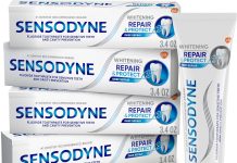 囤货好价!【折后$17.47 Prime包邮】Sensodyne 舒适达专业修护美白抗敏感牙膏 3.4oz*4支装