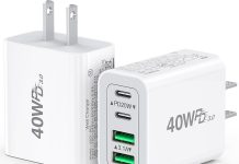 【折后$7.99 Prime包邮】40W USB-C四接口PD快充充电头 2个装
