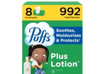 史低!【折后$9.59 Prime包邮】Puffs Plus Lotion 保湿柔肤面巾纸 8盒*124抽共992抽!